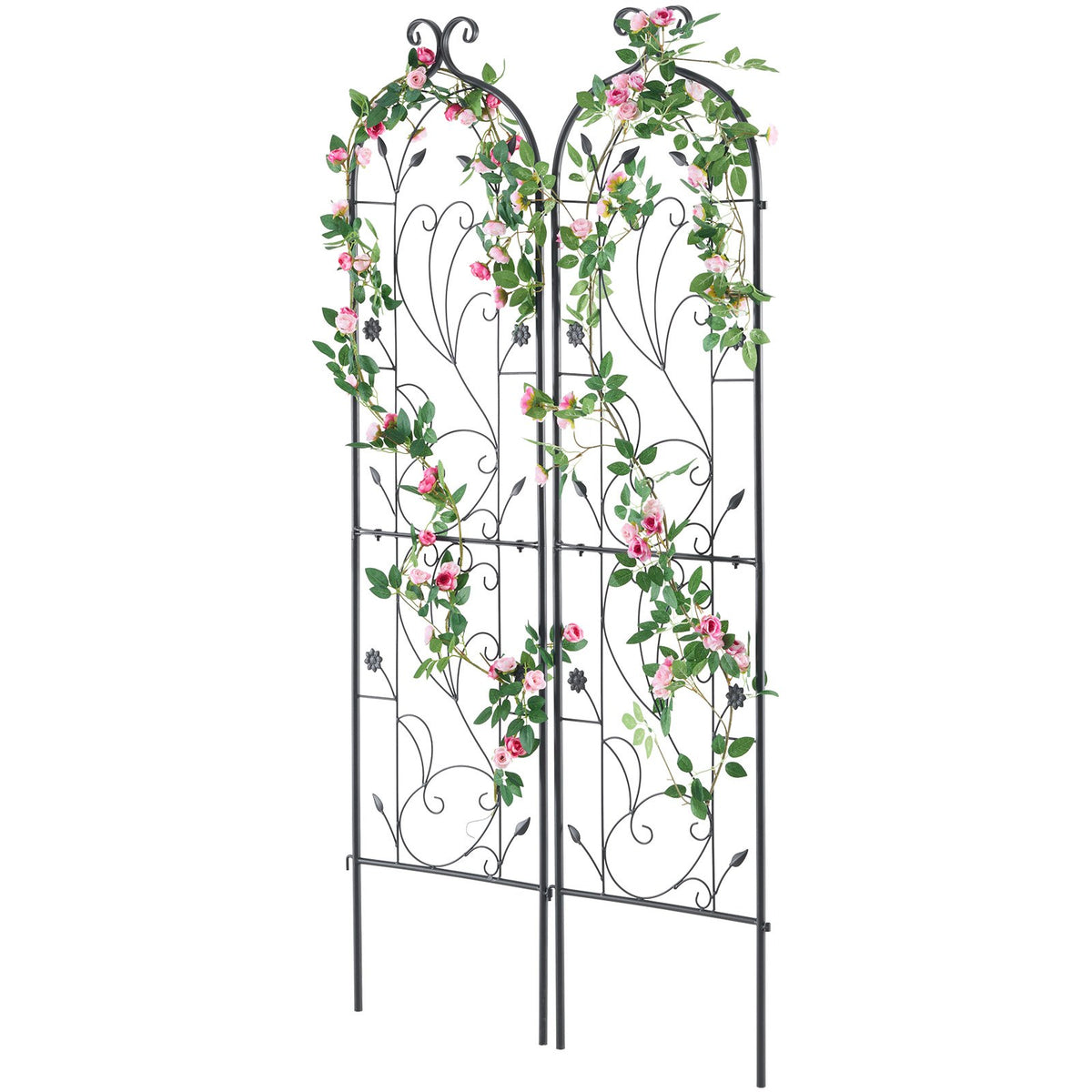 VEVOR 2 Packs Metal Garden Trellis for Climbing Plant Support 60x15 in Rustproof