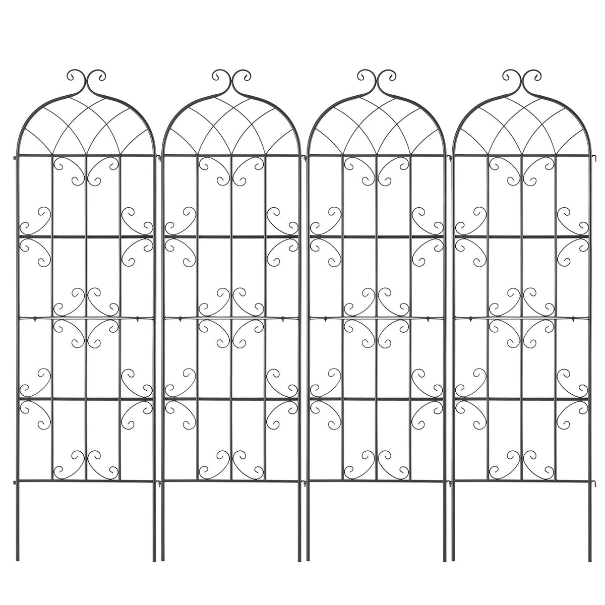 VEVOR 4 Packs Metal Garden Trellis for Climbing Plant Support 71x20 in Rustproof