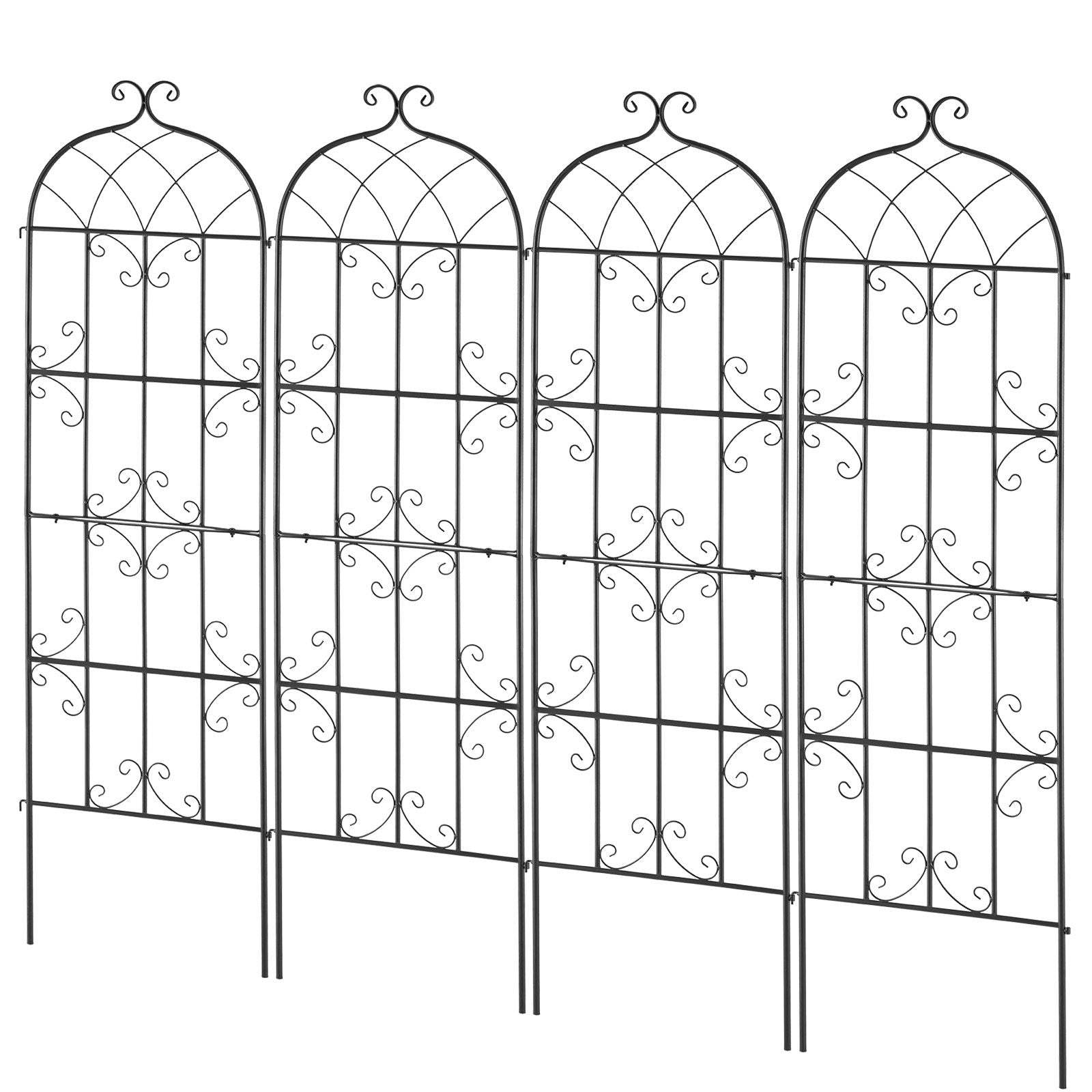 VEVOR 4 Packs Metal Garden Trellis for Climbing Plant Support 71x20 in Rustproof