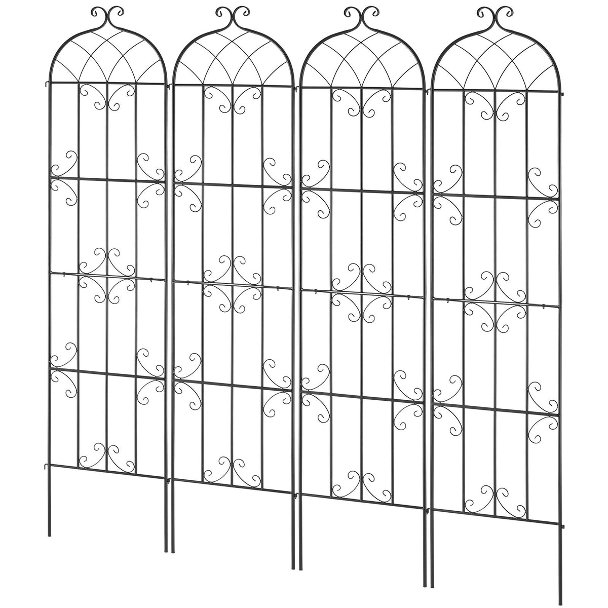 VEVOR Garden Trellis for Climbing Plants, 87 x 20 in, 4 Packs Rustproof Metal Garden Flower Trellis, Outdoor Climbing Rose Trellis Cucumbers Support, Decorative Clematis Trellis for Courtyards Lawns
