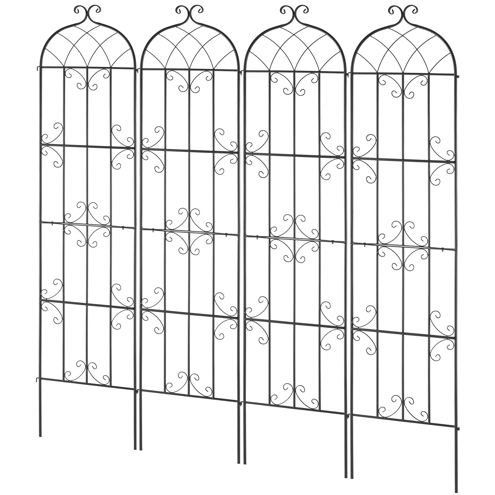 VEVOR Garden Trellis for Climbing Plants, 87 x 20 in, 4 Packs Rustproof Metal Garden Flower Trellis, Outdoor Climbing Rose Trellis Cucumbers Support, Decorative Clematis Trellis for Courtyards Lawns