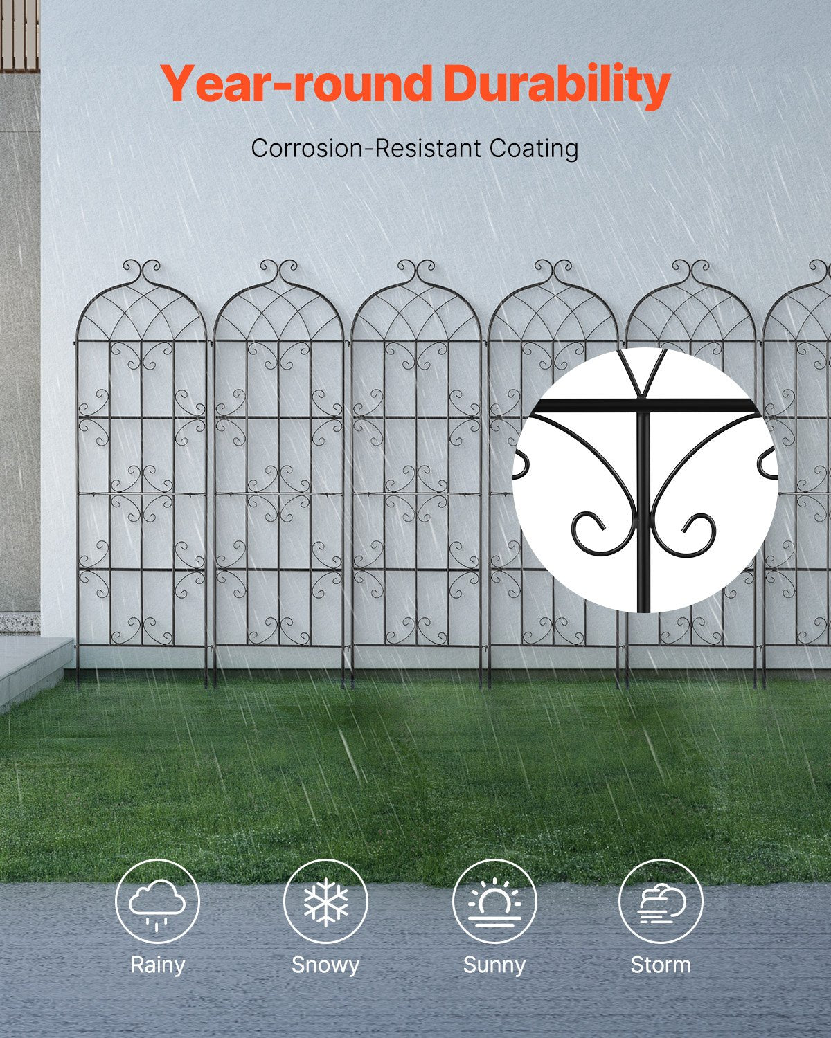 VEVOR 4 Packs Metal Garden Trellis for Climbing Plant Support 71x20 in Rustproof