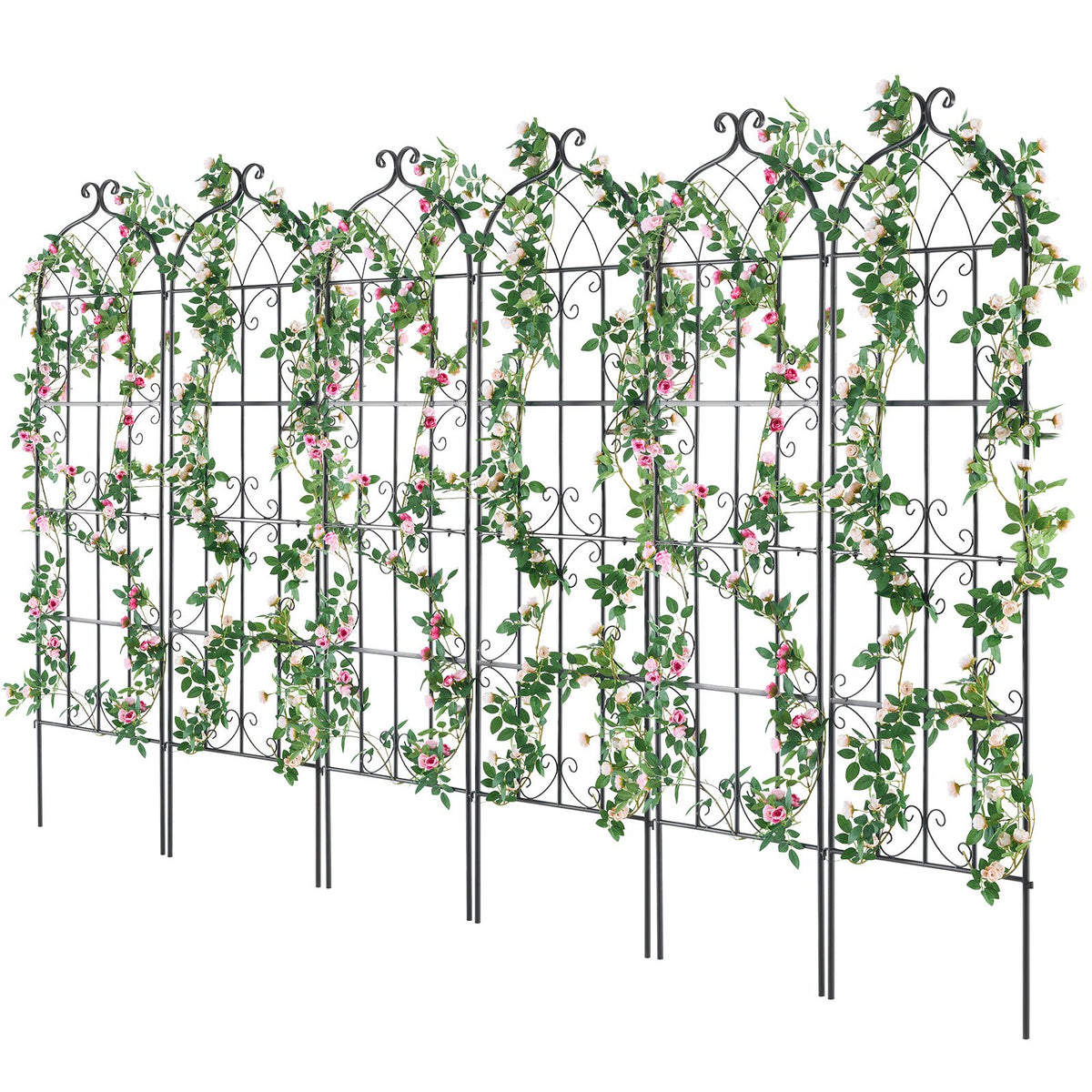 VEVOR 4 Packs Metal Garden Trellis for Climbing Plant Support 71x20 in Rustproof