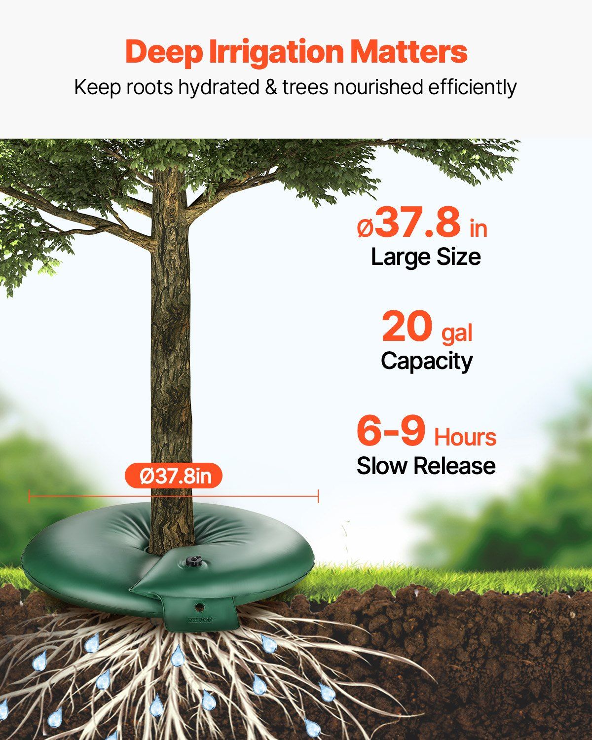 Tree Watering Rings, 4 Pcs 20 Gallons Tree Watering Bags, 6-9 Hours Slow Release, Refillable Planting Water Bags, Water Saving, Heavy Duty Watering System for Shrub Tree Root Drip Irrigation