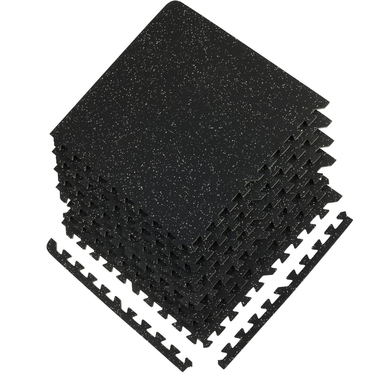 VEVOR 6 PCS 1/2 inch Thick Gym Floor Mats, 24" x 24" EVA Foam & Rubber Top Interlocking Workout Floor Mats with 24 sq.ft Coverage, Waterproof Exercise Puzzle Flooring for Gym, Home, Garage, Basement