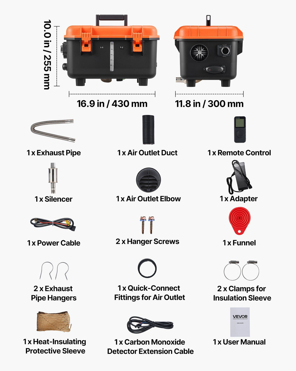 Diesel Heater, 8KW, DC 12V/24V, All in One Portable Diesel Air Heater with Remote Control and LCD Screen, Fast Heating Low Noise, 4 L Fuel Tank for Trucks, Vans, RVs, Campers, and Garages