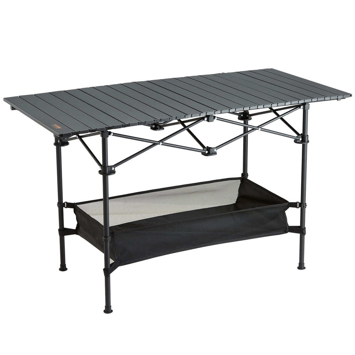 VEVOR Folding Camping Table, Outdoor Portable Side Tables, Lightweight Fold Up Table, Aluminum &amp; Steel Ultra Compact Work Table with Large Storage and Carry Bag, For Beach, Picnic, Travel, 24x16 inch