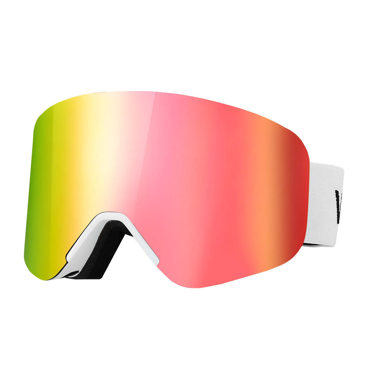 VEVOR Frameless Ski Goggles, Magnet Cylindrical Lens with Pink Revo Coating, OTG Anti fog Snow Goggles for Men Women Youth, TPU Frame &amp; Ventilation Structure, Fit for Skiing, Skating, Snowboarding