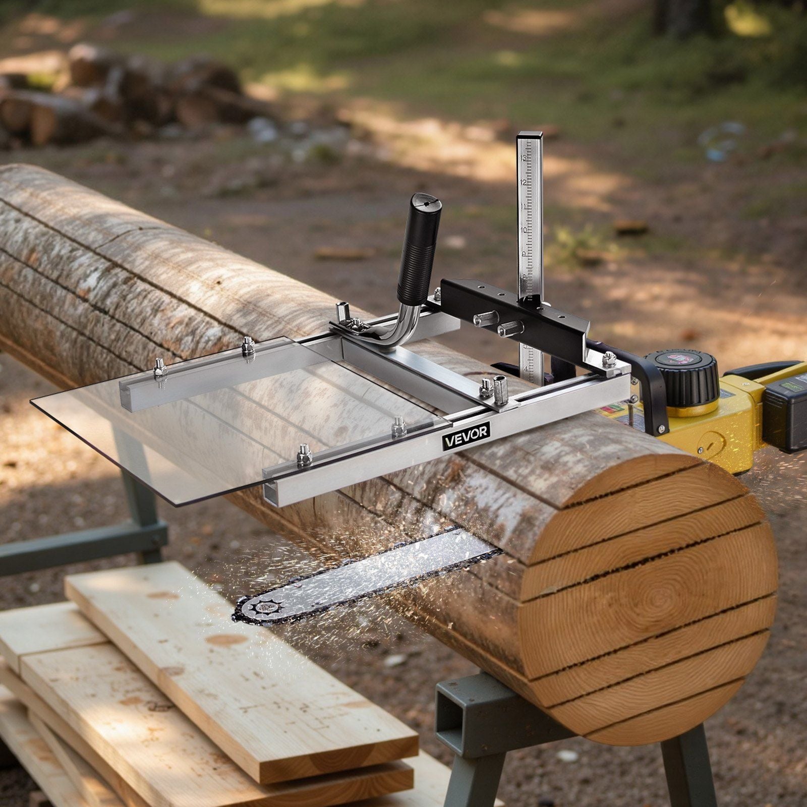 Chainsaw Mill, Portable Sawmill Fits 41-51 cm Planking Milling Bar, Lumber Cross Cutting Guide Chain Saw with Shield, 0.2-11.81 in Cutting Thickness, Timber Chainsaw Mill Kit for Woodworkers