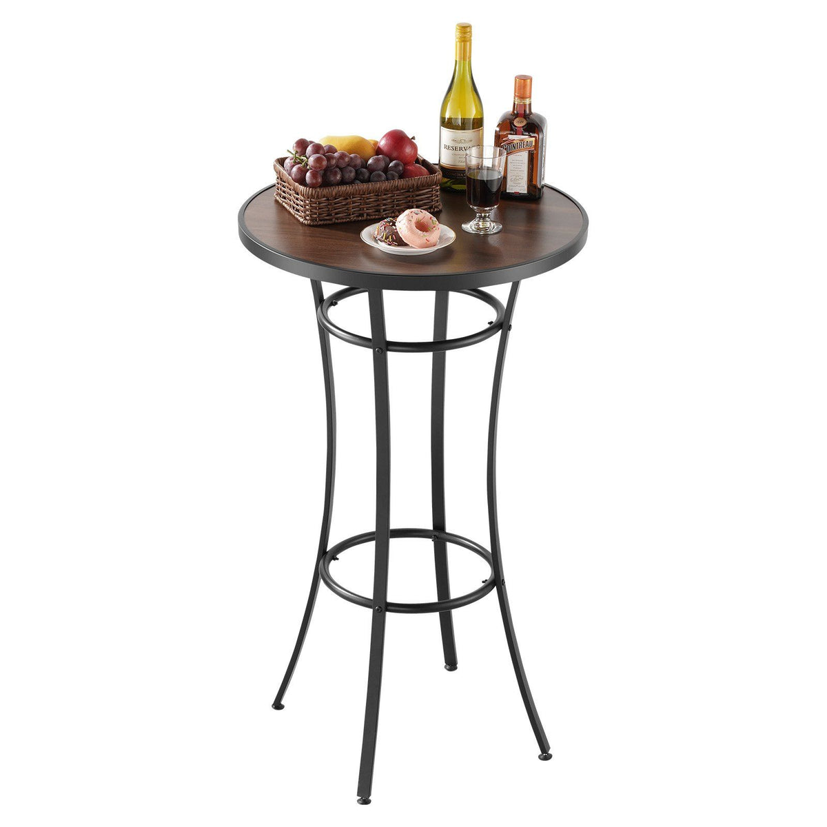 Outdoor Round Bar Table, 60 cm Counter Bar Height Bistro Table, Patio Dining Tables with Easy-to-Clean Top &amp; Sturdy Metal Frame, Indoor High Top Pub Tables for Small Places, Kitchen