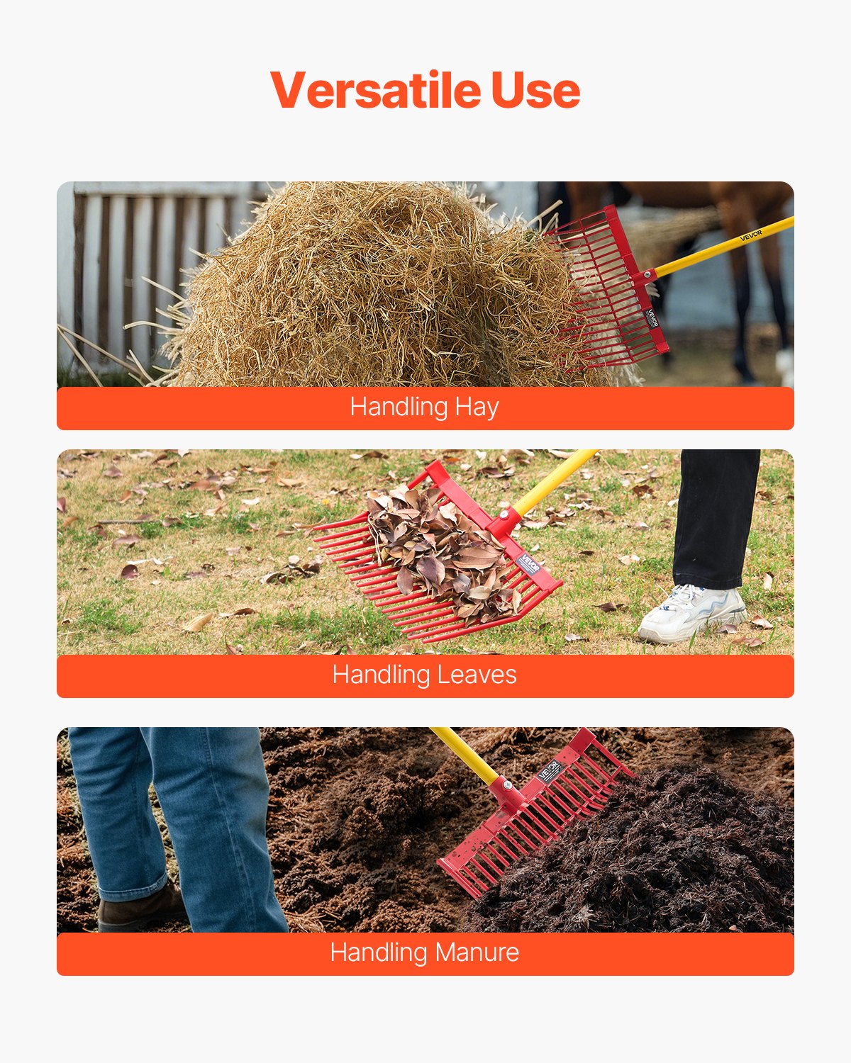 VEVOR 6Pcs Manure Fork Replacement Head 18 Tine Horse Stable Mulch Fork Heads