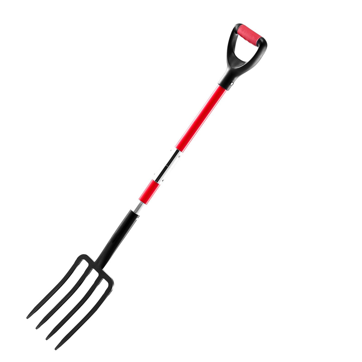 VEVOR 4 Tines Garden Fork Fiberglass Handle 45 in Spading Pitchfork Heavy Duty