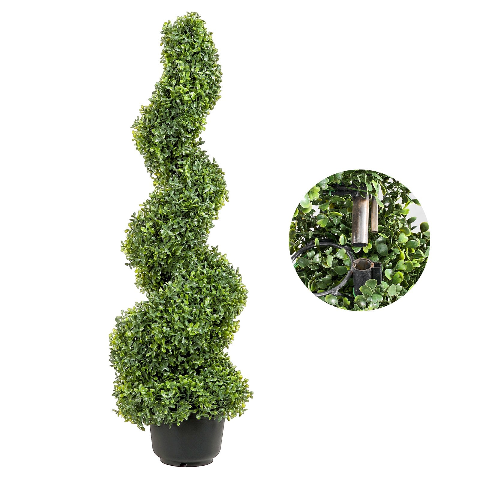 VEVOR Artificial Topiaries Boxwood Trees, 7.6cm Tall (2 Pieces) Faux Topiary Plant Outdoor, All-year Green Feaux Plant w/ Replaceable Leaves for Decorative Indoor/Outdoor/Garden