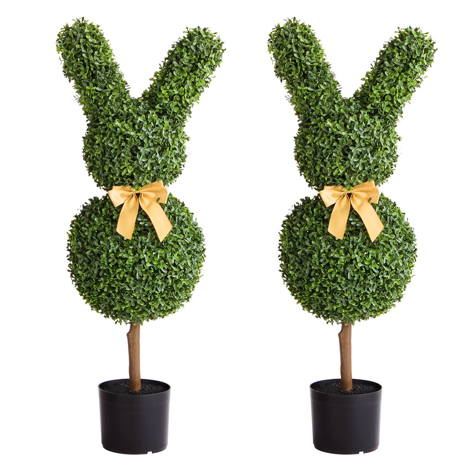 VEVOR Artificial Topiary Bunny-Shape Boxwood Ball, 2 Set 914mm Faux Boxwood Plant Balls, Fake Silk Tree Look Real, Easy Assembly for Decor Front Porch Outdoor Patio Garden Balcony Backyard Indoor