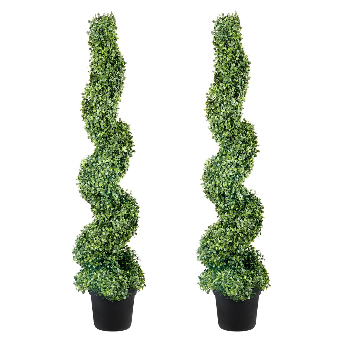 VEVOR Artificial Topiaries Boxwood Trees, 10cm Tall (2 Pieces) Faux Topiary Plant Outdoor, All-year Green Feaux Plant w/ Replaceable Leaves for Decorative Indoor/Outdoor/Garden