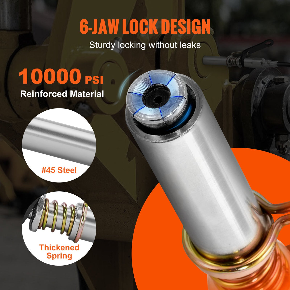 VEVOR Grease Gun Coupler High Pressure Quick Release Lock Oil Nozzle 10000 PSI