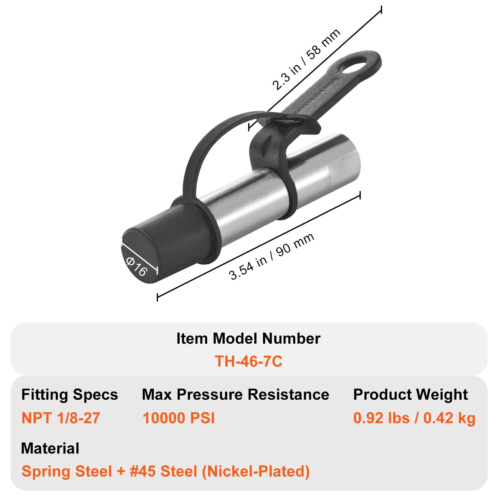 VEVOR Grease Gun Coupler 2 Pack High Pressure Quick Release Oil Nozzle 10000 PSI