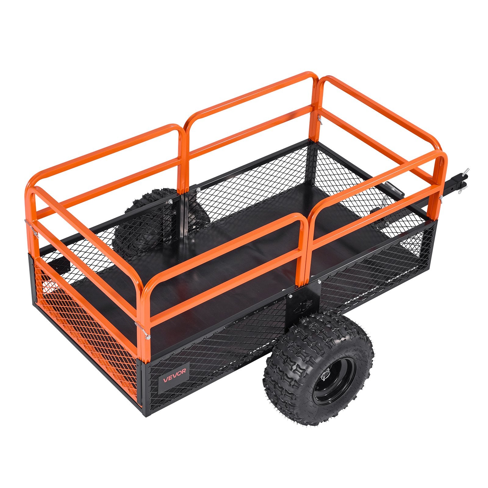 VEVOR Garden Utility Trailer, 28 Cu. Ft. & 800 kg, ATV UTV Trailer, Tow Behind Steel Dump Trailers, Removable Rear Panel, Heavy Duty Pull Behind Yard Trailers for Lawn Mower Tractor Garden Waste