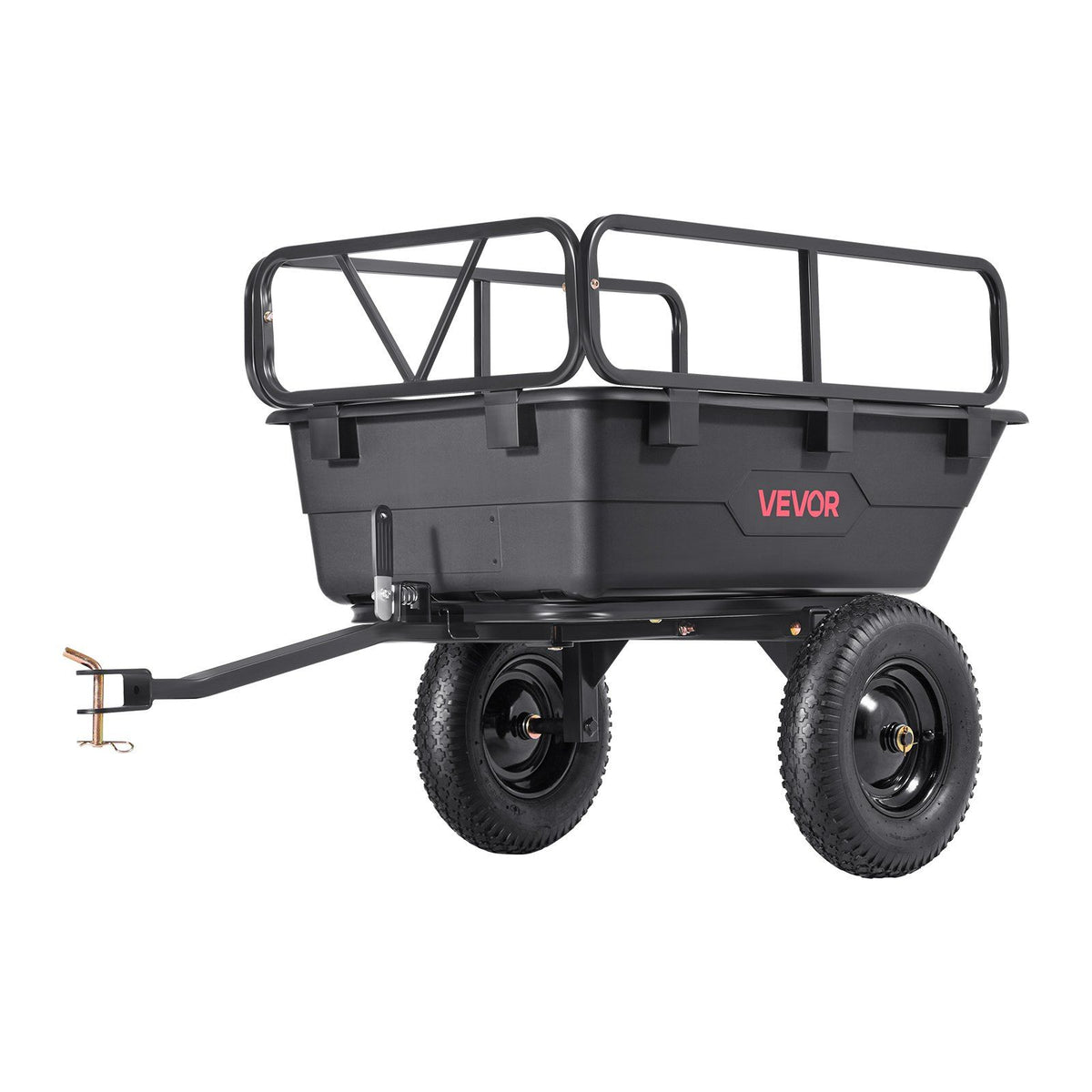 Garden Utility Trailer, 10 Cu. Ft 227 kg, ATV UTV Hauling Trailer, Tow Behind Poly Dump Cart with 16" Tires, Hand Pull or Foot Pedal, Heavy Duty Yard Trailers for Lawn Mower Tractor Garden Waste