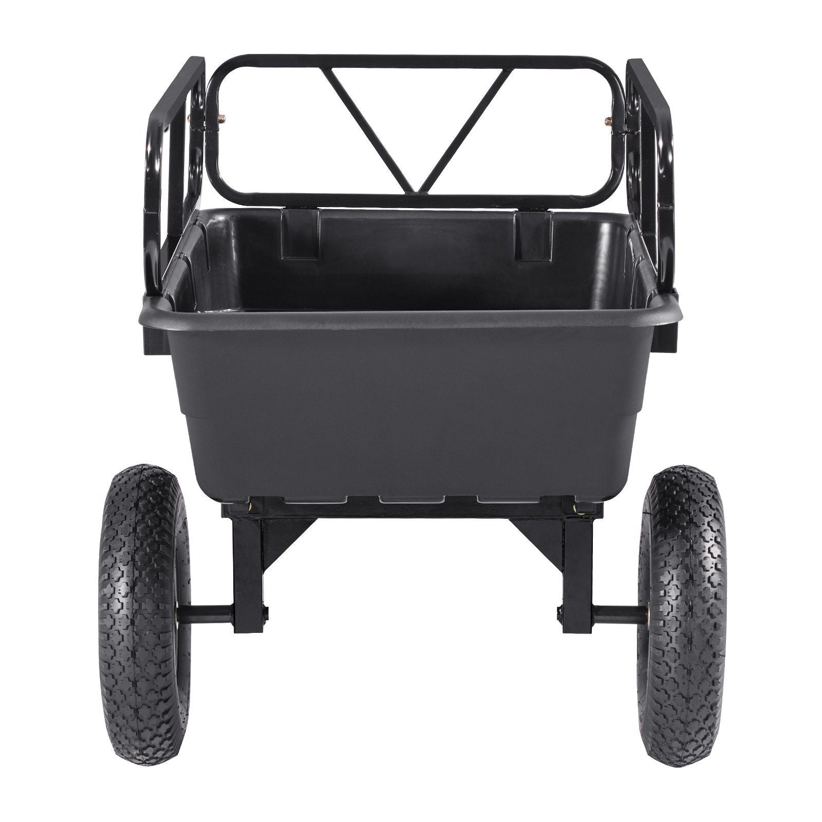 Garden Utility Trailer, 10 Cu. Ft 227 kg, ATV UTV Hauling Trailer, Tow Behind Poly Dump Cart with 16" Tires, Hand Pull or Foot Pedal, Heavy Duty Yard Trailers for Lawn Mower Tractor Garden Waste