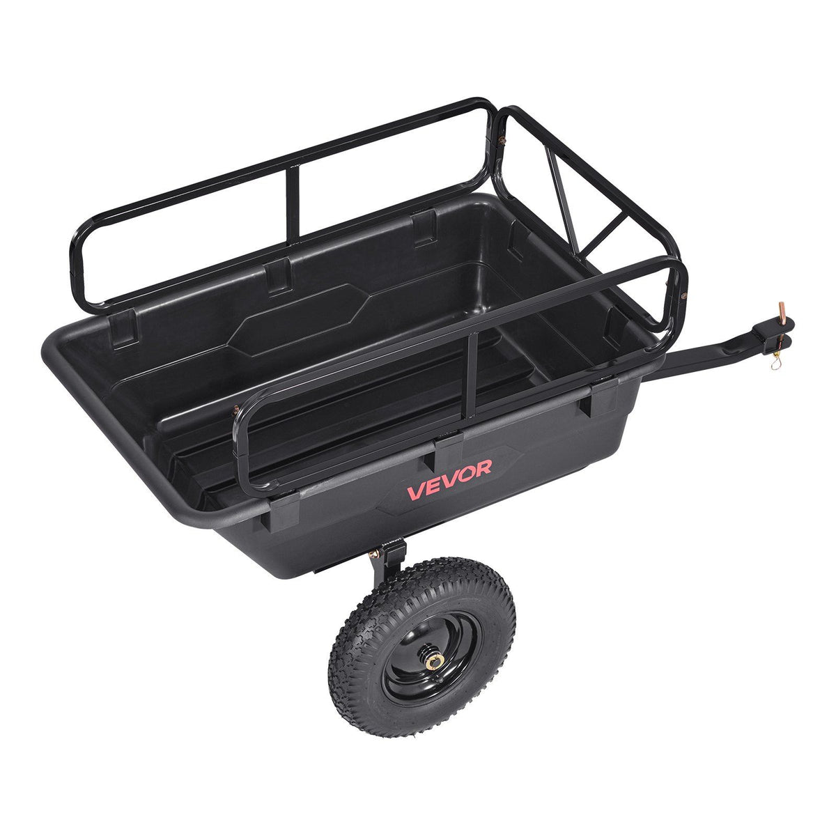 Garden Utility Trailer, 10 Cu. Ft 227 kg, ATV UTV Hauling Trailer, Tow Behind Poly Dump Cart with 16" Tires, Hand Pull or Foot Pedal, Heavy Duty Yard Trailers for Lawn Mower Tractor Garden Waste