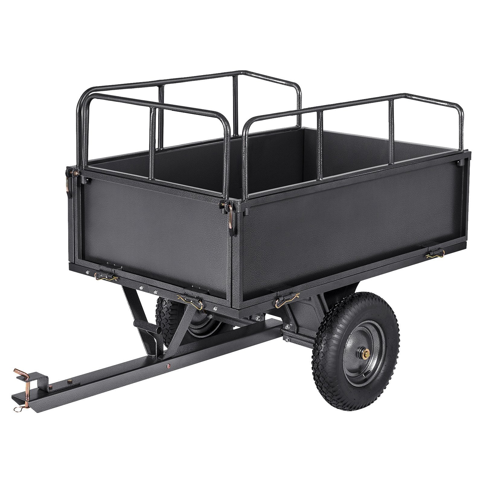 VEVOR Garden Utility Trailer, 17 Cu. Ft & 272 kg Capacity, ATV UTV Hauling Trailer, Tow Behind Steel Dump Cart with 16" Tires, Hand Pull or Foot Pedal, Heavy Duty Yard Trailers for Lawn Mower Tractor
