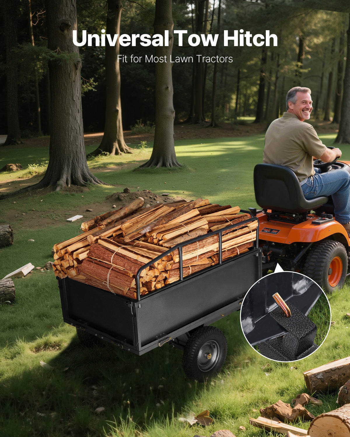 VEVOR Garden Utility Trailer, 17 Cu. Ft & 272 kg Capacity, ATV UTV Hauling Trailer, Tow Behind Steel Dump Cart with 16" Tires, Hand Pull or Foot Pedal, Heavy Duty Yard Trailers for Lawn Mower Tractor