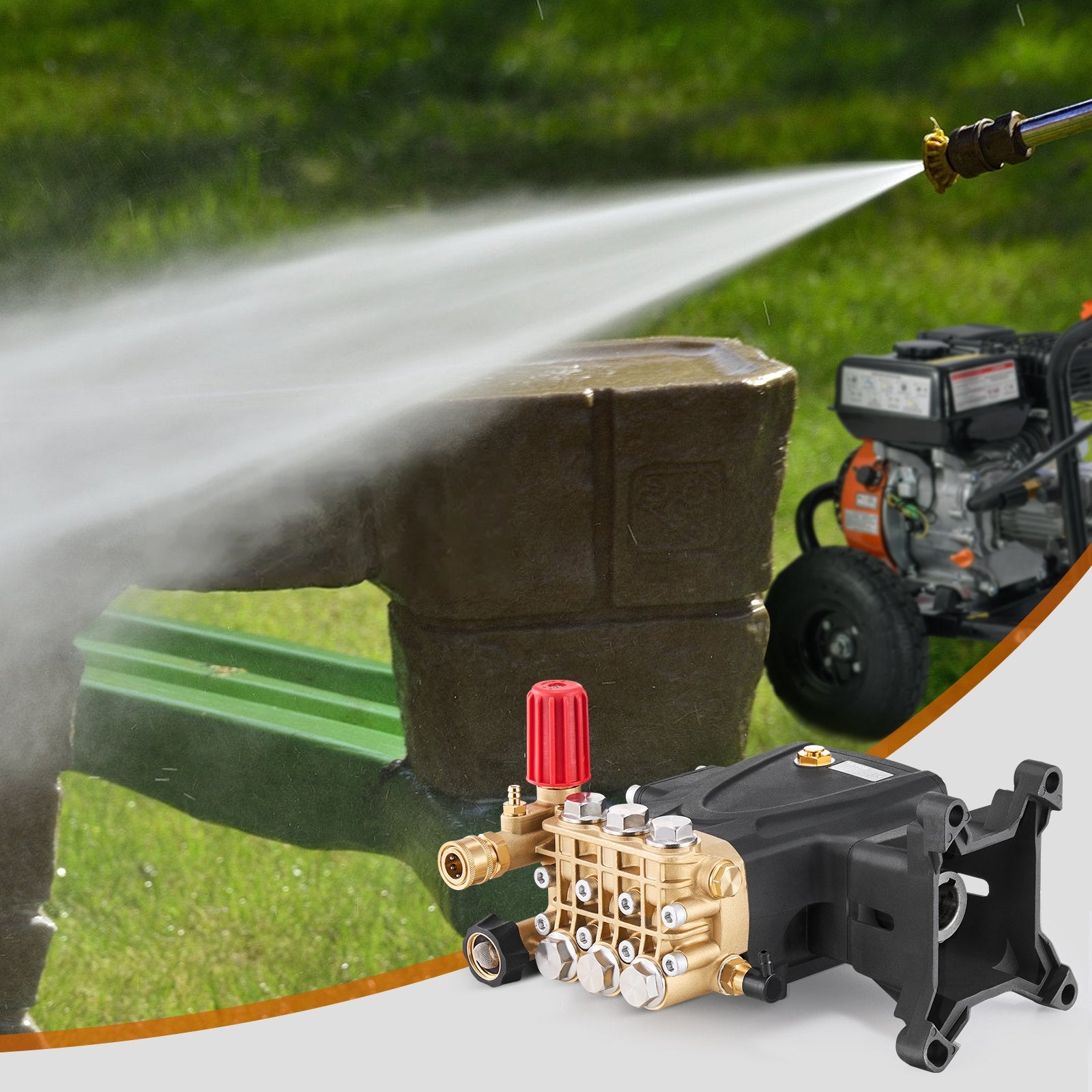 VEVOR Pressure Washer Pump, 1" Shaft Horizontal Triplex Plunger, 4000 PSI, 4.0GPM, Replacement Power Washer Pumps Kit with Hardware, Compatible with Simpson MorFlex 40224, 40225, 40226, Santoprene
