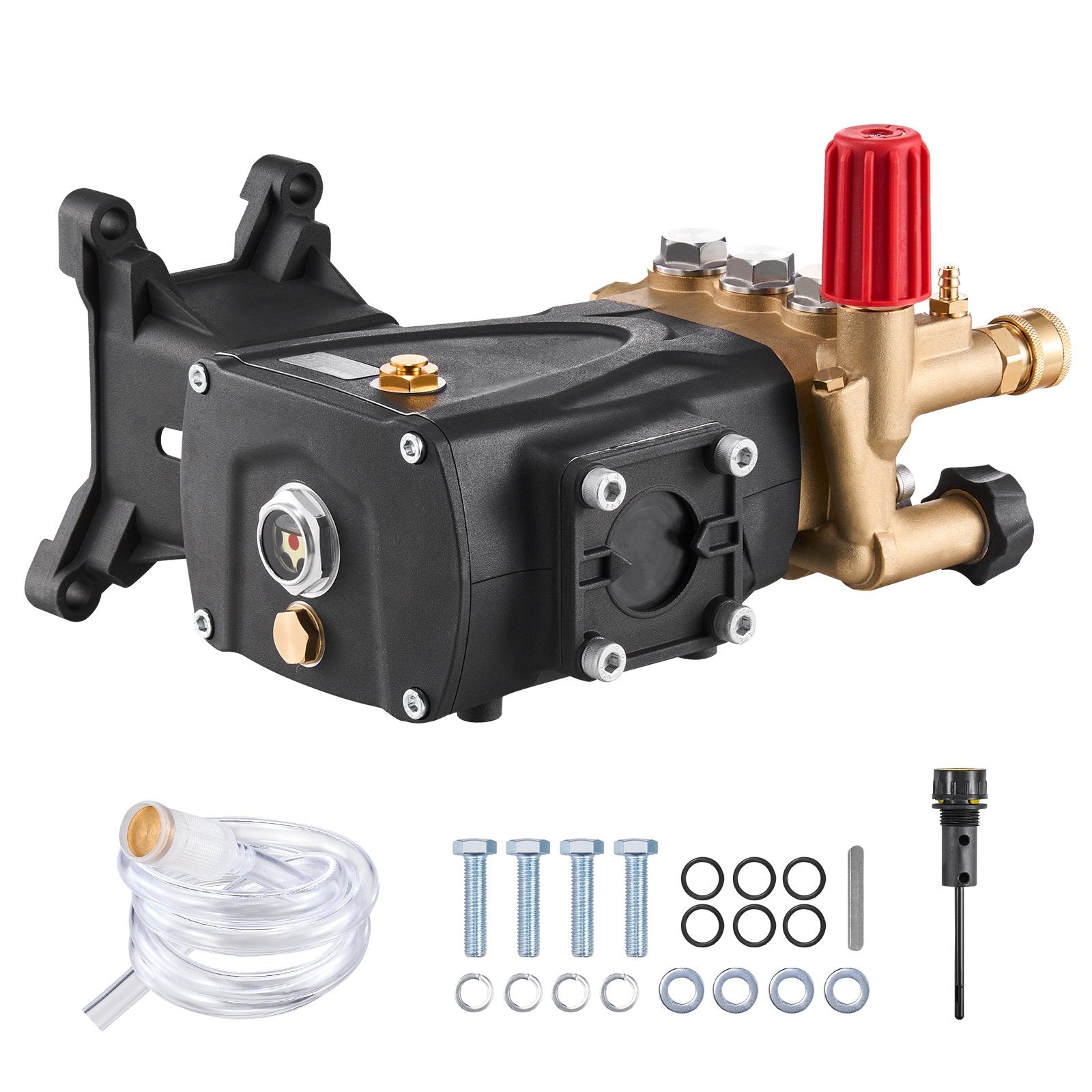 VEVOR Pressure Washer Pump, 1" Shaft Horizontal Triplex Plunger, 4000 PSI, 4.0GPM, Replacement Power Washer Pumps Kit with Hardware, Compatible with Simpson MorFlex 40224, 40225, 40226, Santoprene