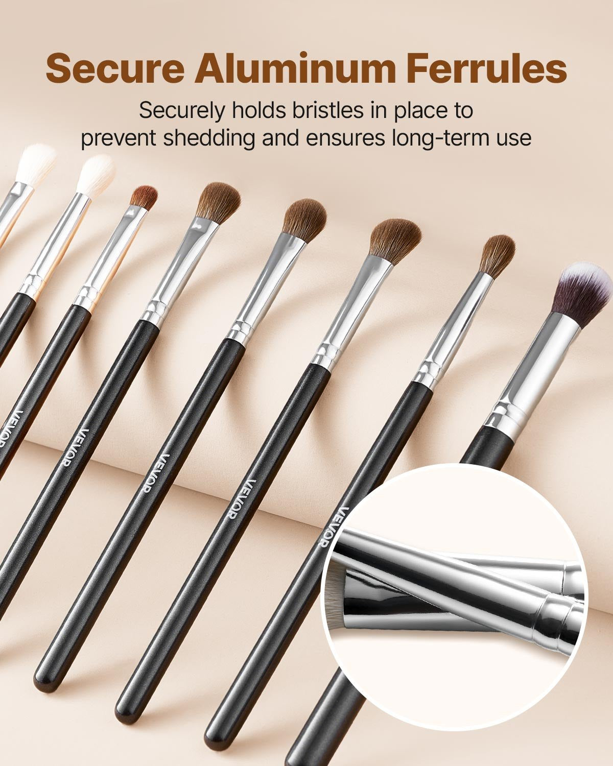 VEVOR 34-Piece Makeup Brush Set, Professional Brushes Kit for Foundation Blending Eyeshadow Concealer Blush - with Soft Bristles, Ergonomic Wood Handle, Travel-Friendly Case Included