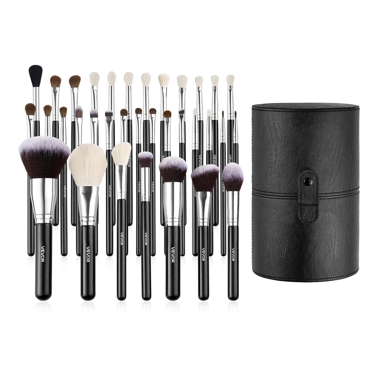 VEVOR 34-Piece Makeup Brush Set, Professional Brushes Kit for Foundation Blending Eyeshadow Concealer Blush - with Soft Bristles, Ergonomic Wood Handle, Travel-Friendly Case Included