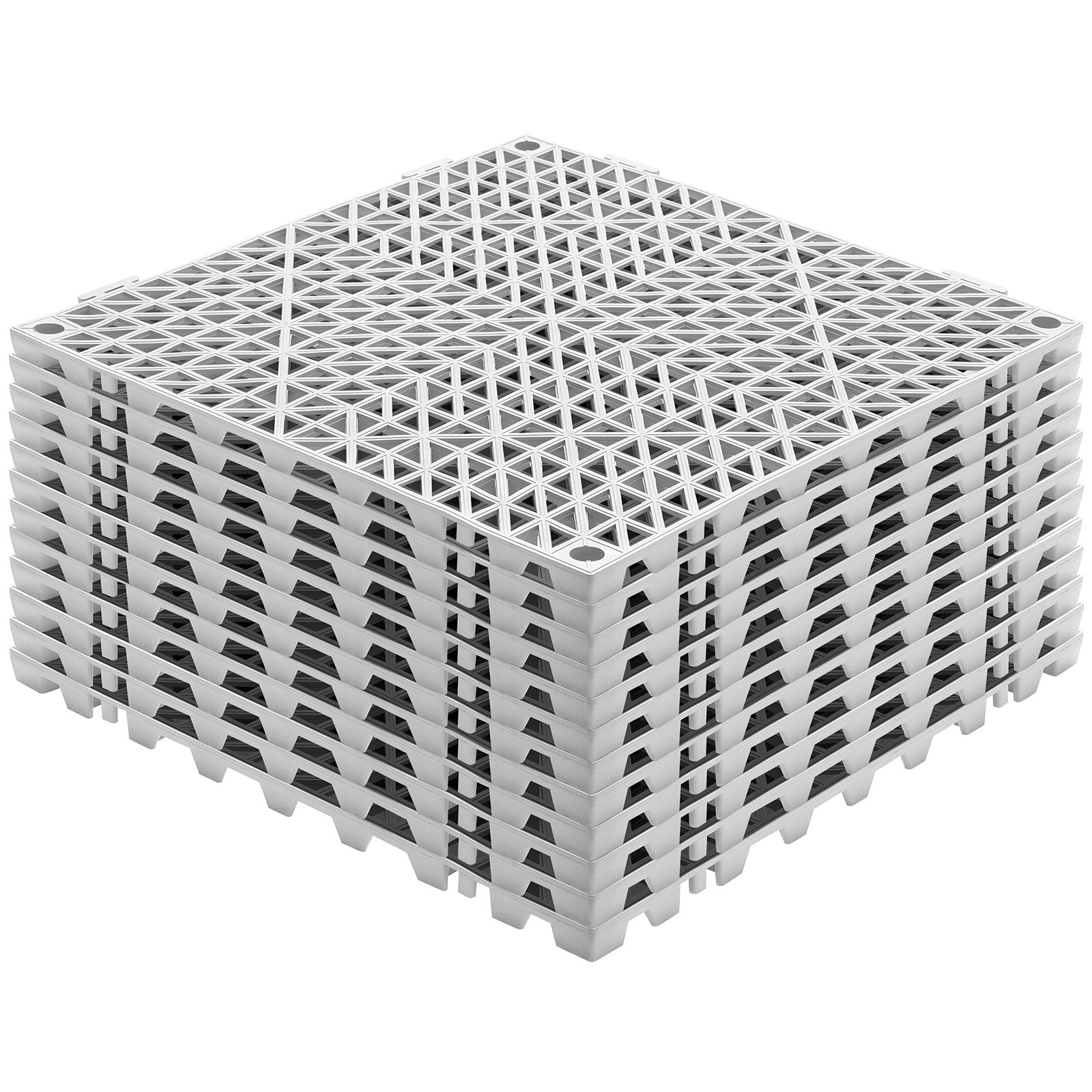 VEVOR Modular Interlocking Cushion, 12 Pack 30 x 30 cm Splicing Drainage Mats, Soft PVC Interlocking Drainage Floor Tiles, Non-Slip Drainage Holes for Restroom, Bathroom, Kitchen, Pool, Wet Area, Gray