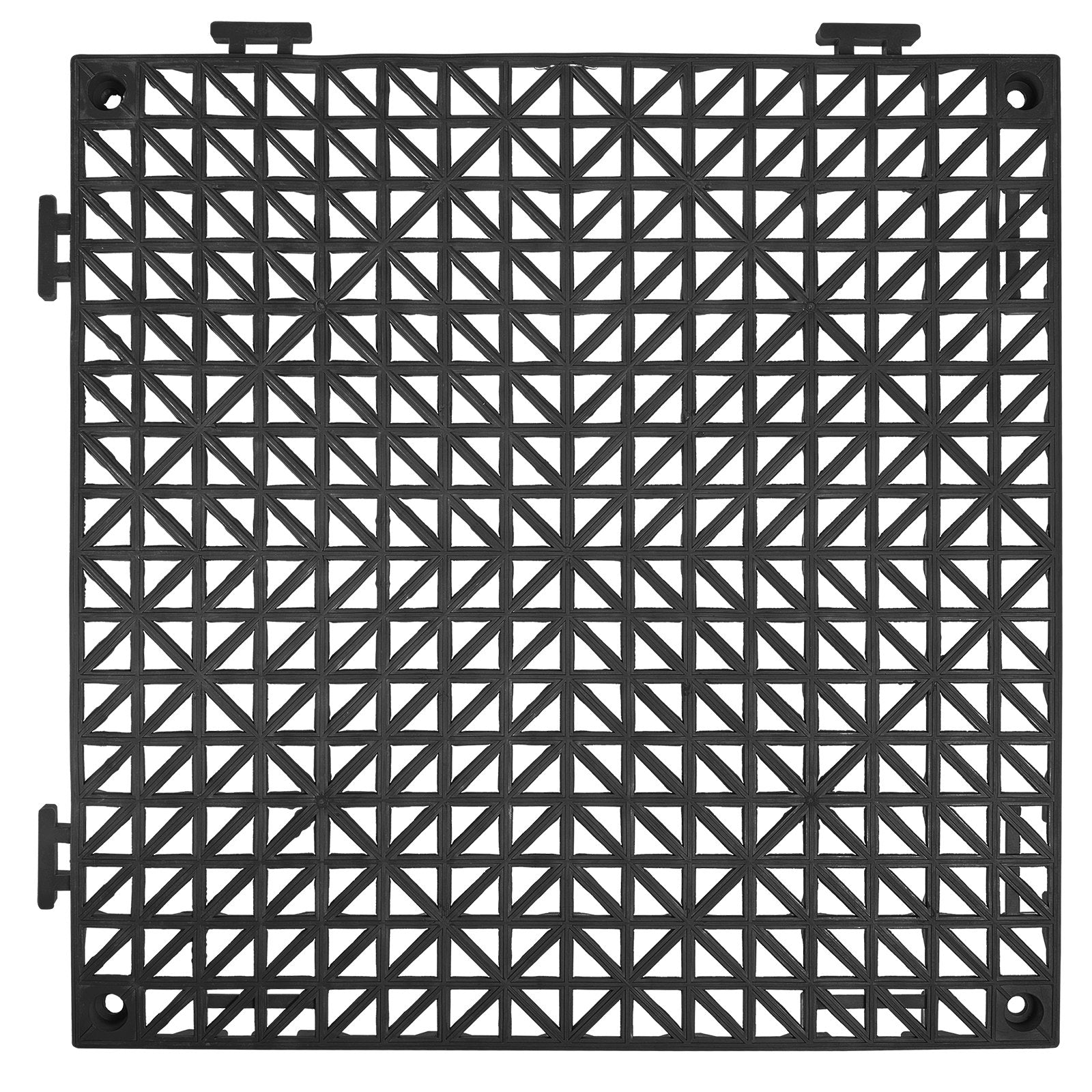 VEVOR Modular Interlocking Cushion, 55 Pack 30 x 30 cm Splicing Drainage Mats, PVC Interlocking Drainage Floor Tiles, Non-Slip Drainage Holes for Restroom, Bathroom, Kitchen, Pool, Wet Area, Black
