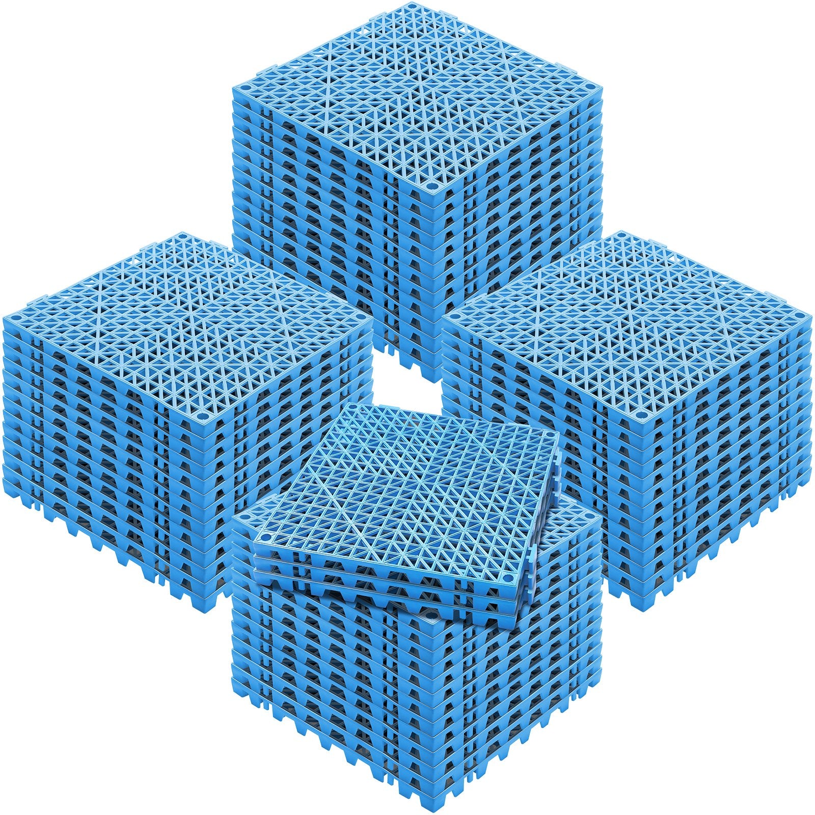 VEVOR Modular Interlocking Cushion, 55 Pack 30 x 30 cm Splicing Drainage Mats, Soft PVC Interlocking Drainage Floor Tiles, Non-Slip Drainage Holes for Restroom, Bathroom, Kitchen, Pool, Wet Area, Blue