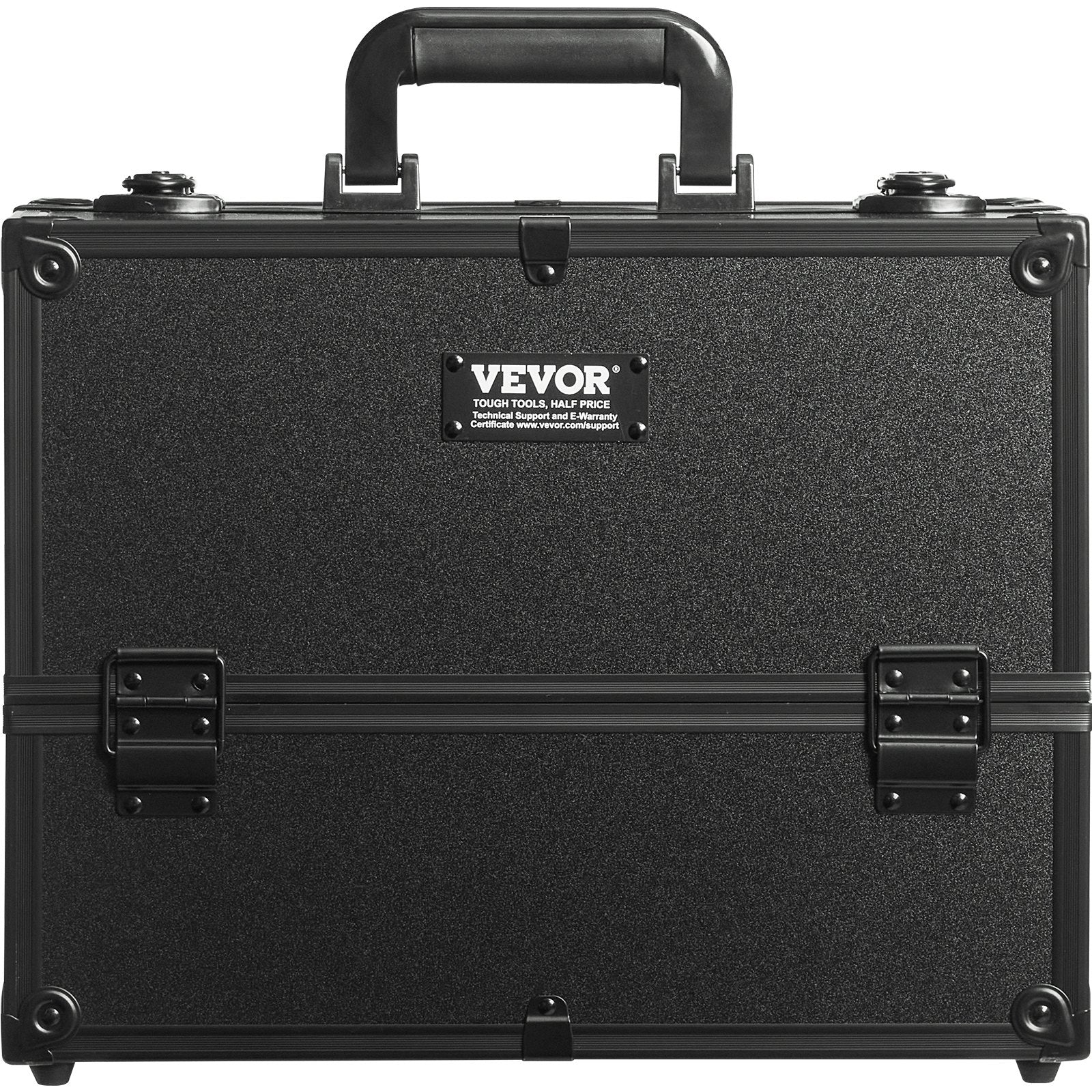VEVOR Makeup Train Case 370MM Large Portable Cosmetic Case, 6 Tier Trays Professional Makeup Storage Organizer Box Make Up Carrier with Handle And Strap Travel Case for Women and Girls - Black