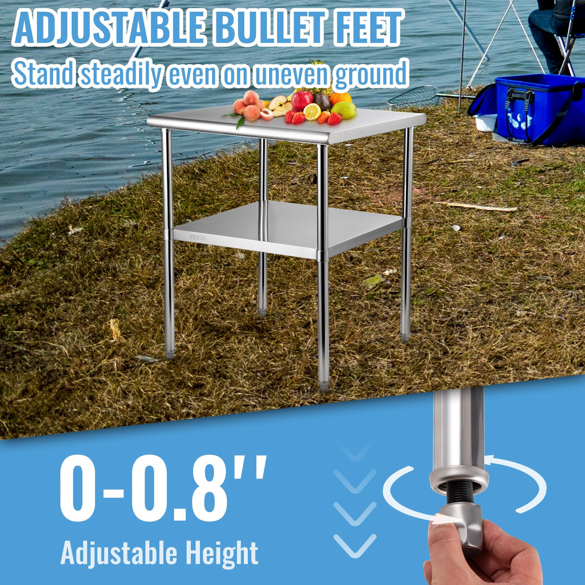 VEVOR Stainless Steel Work Prep Table Commercial Food Prep Table 30x30x36in