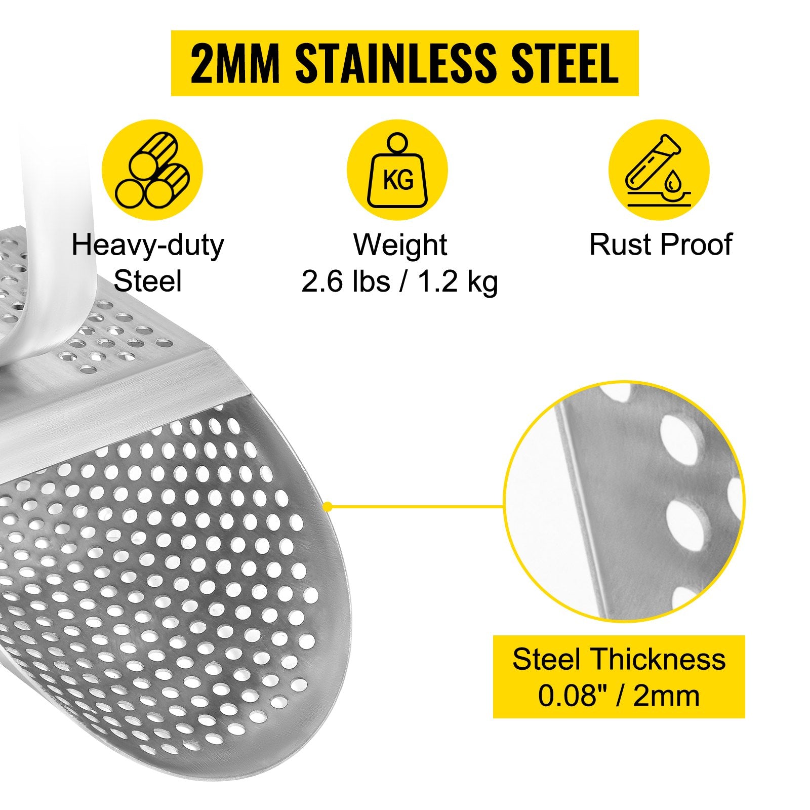 VEVOR Metal Detector Sand Scoop Metal Detecting Hunting Scoop w/ Steel Handle