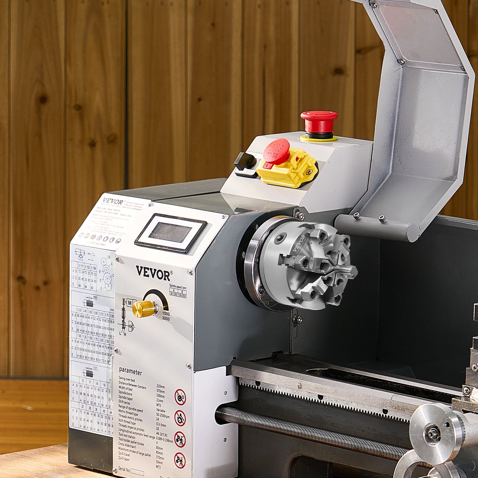 VEVOR 6-Jaw Lathe Chuck, 6 Inch (160 mm), Self-Centering Chuck with D1-4 Cam Lock Backing Plate, 0.12-5.71 in (3-145 mm) Clamping Range with T-wrench Screws, HT300 Material, for Wood Metal Lathe