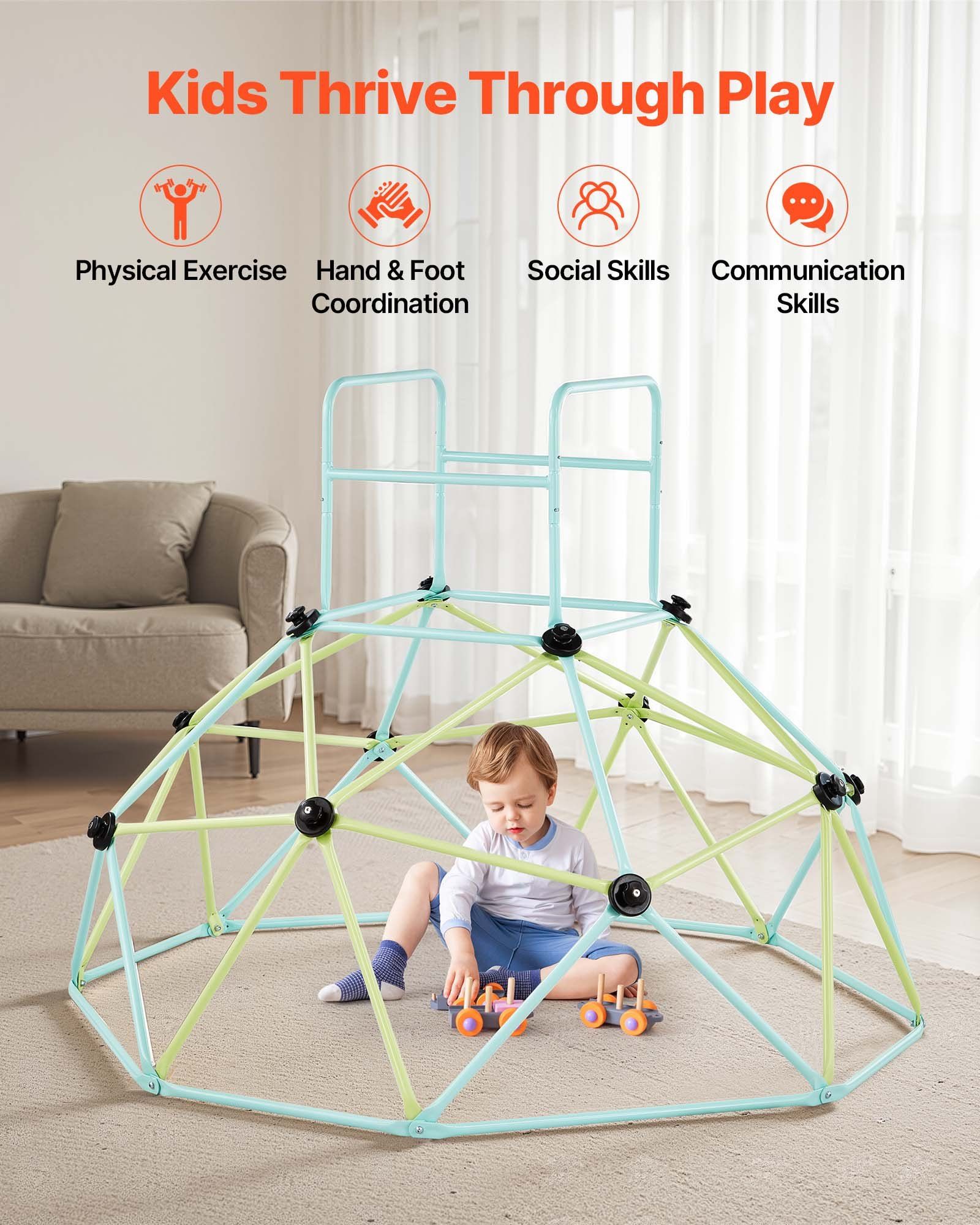 Climbing Dome, 183cm Geometric Dome Climber for Kids, 270kg Loading Indoor/Outdoor Jungle Gym Playground, Easy-Assembly Backyard Climbing Play Equipment for Boys Girls 3 to 10 Years Old