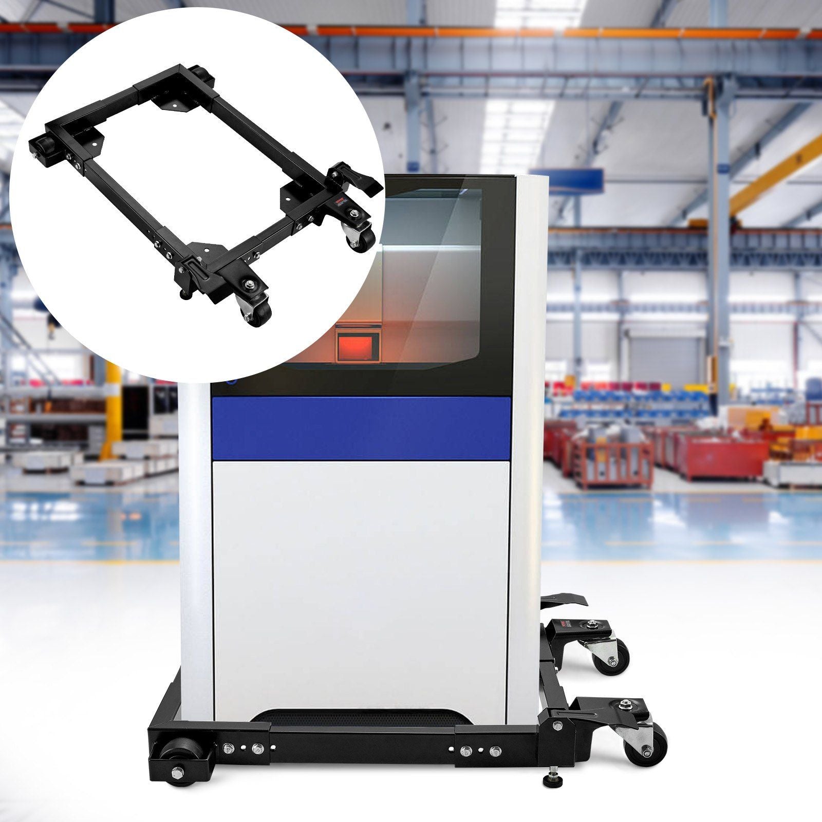 Mobile Base, 680.3 kg Capacity, Adjustable from 457.2 x 609.6 mm to 673.1 x 800.7 mm, Heavy Duty Universal Mobile Base Stand with Swivel Wheels, for Woodworking Equipment, Bandsaw, Power Tools