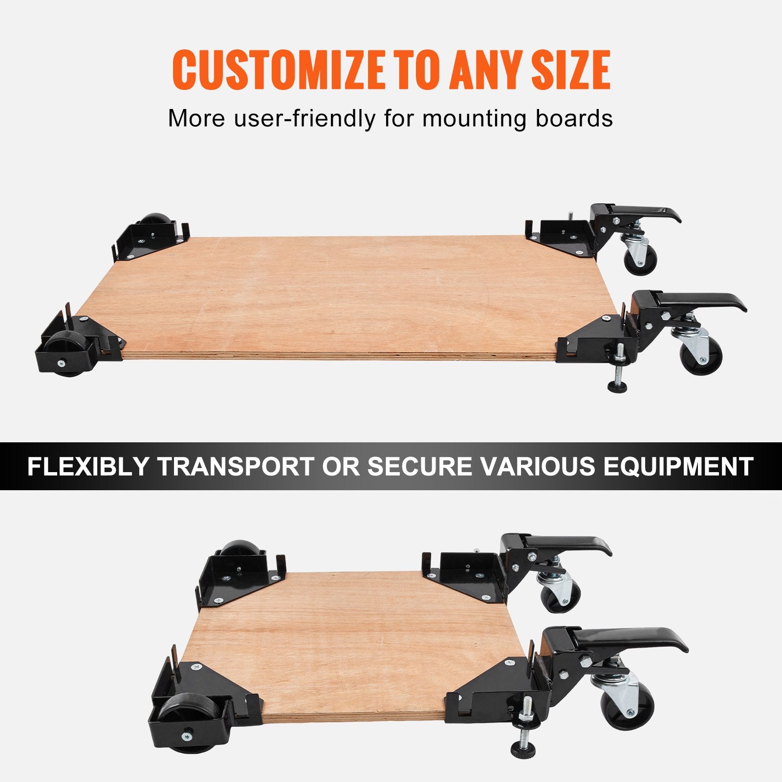 VEVOR Mobile Base, 181.4 kg Capacity, Adjustable from 241.3 x 241.3 mm to Infinity, Heavy Duty Universal Mobile Base Stand with Swivel Wheels, for Woodworking Equipment, Bandsaw, Power Tools, Machines