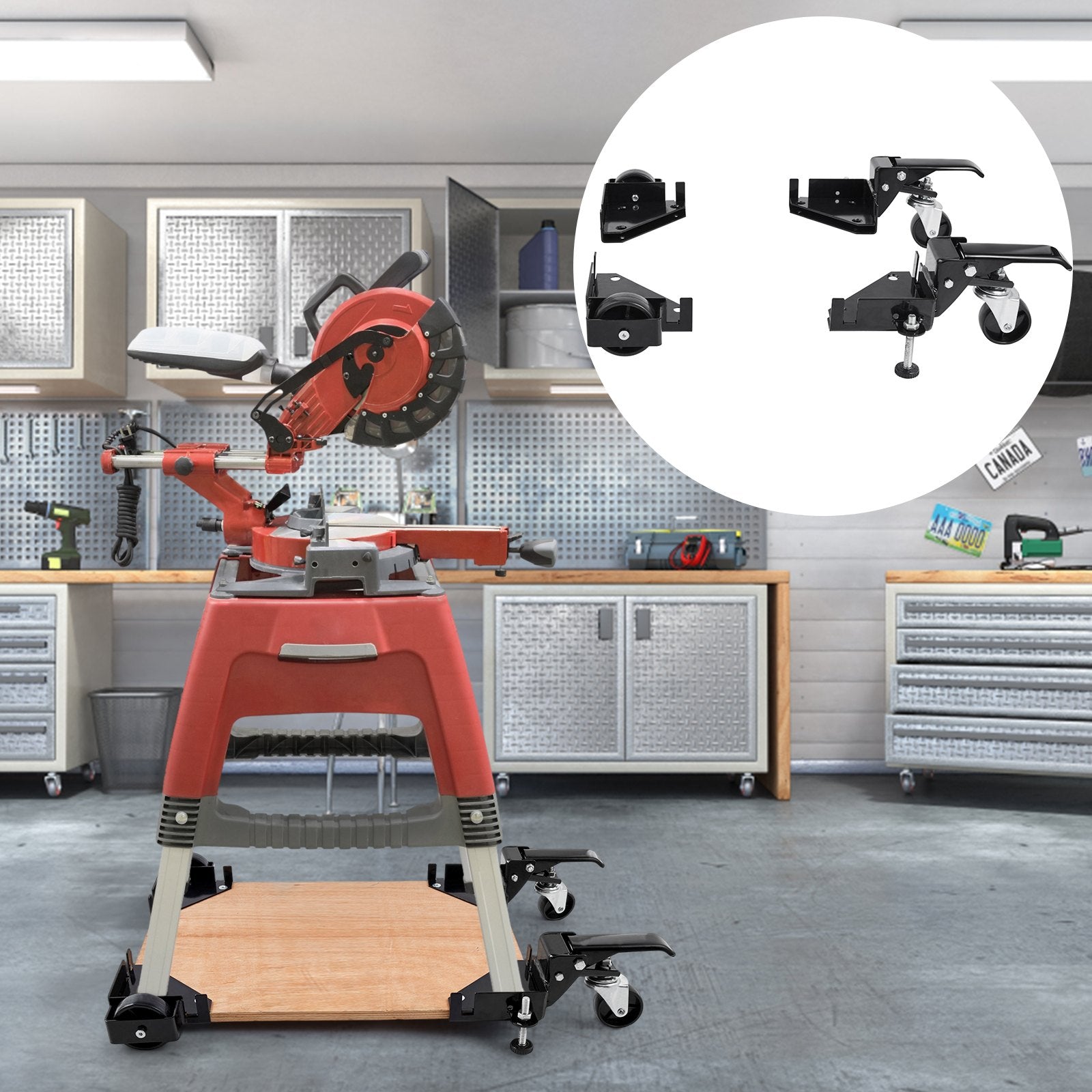 VEVOR Mobile Base, 181.4 kg Capacity, Adjustable from 241.3 x 241.3 mm to Infinity, Heavy Duty Universal Mobile Base Stand with Swivel Wheels, for Woodworking Equipment, Bandsaw, Power Tools, Machines