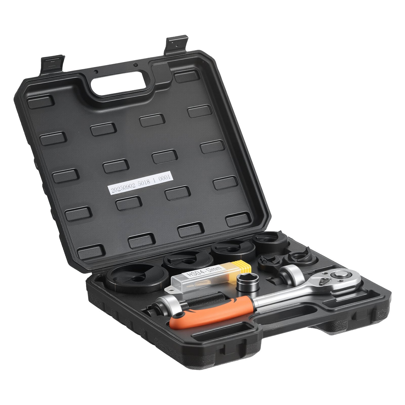 VEVOR Knockout Punch Set, 12.7 to 50.8mm SLUG-Buster Ratchet Knockout Set, Ratchet Wrench Knockouts Punch Sets for Aluminum, Mild steel, Fiberglass, Plastics, 6 Die Sizes, 40Cr Steel Ko Tool Kit