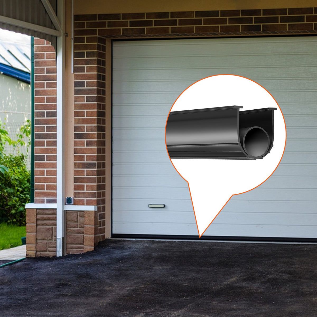VEVOR Garage Door Seals Bottom Rubber, U Shape +O Ring Combination Garage Door Bottom Weather Seal, 16ft Weatherproofing Garage Door Seal, 5/16 inch T-ends and 3 3/4 inch Width, for Doors, Black