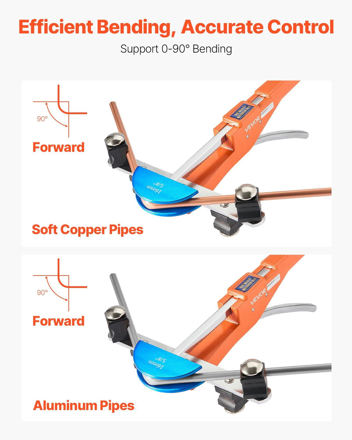 Tubing Bender Kit, 6 mm to 22 mm, Compact Ratcheting Tube Pipe Bender, Ratchet Hand Bending Tool, with 7 Color Aluminium Alloy Dies, HVAC Tools, for Copper HVAC Air Conditioning Refrigeration