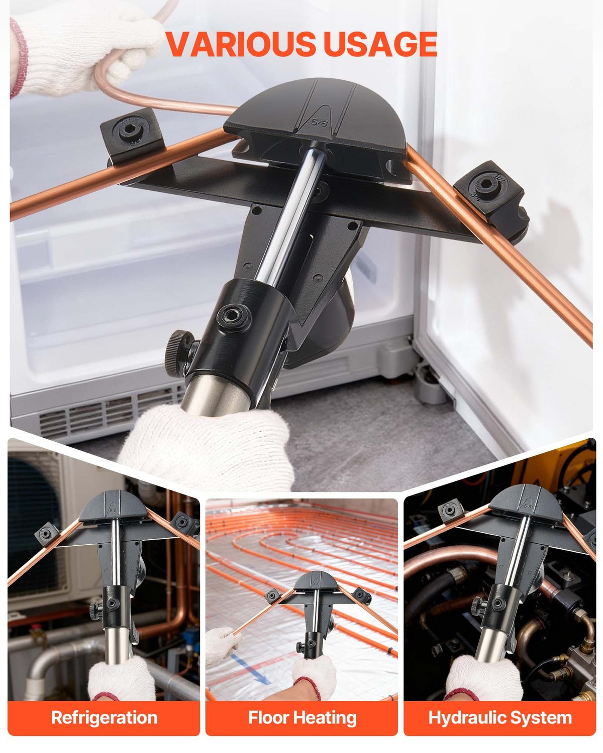 Hydraulic Tubing Bender Kit, 6 mm to 22 mm, Copper Tube Pipe Bender, Forward/Reverse HVAC Bending Tool Set, with 7 Aluminium Alloy Dies, for HVAC Air Conditioning Refrigeration Automotive Repair