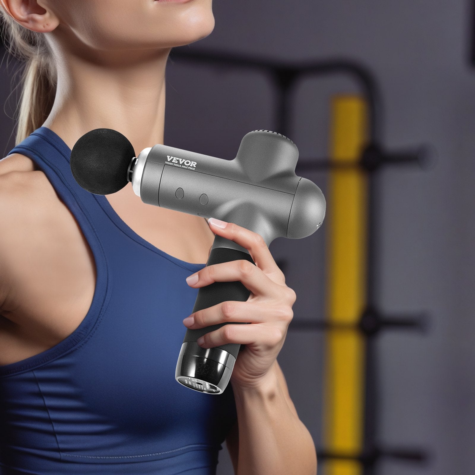 VEVOR Massage Gun Deep Tissue, Percussion Muscle Massager for Athletes - with 8 Speed Levels & 6 Massage Heads, 24V 2500mAh Batteries, Handheld Electric Massage Gun for Pain Relief, Muscle Relaxation