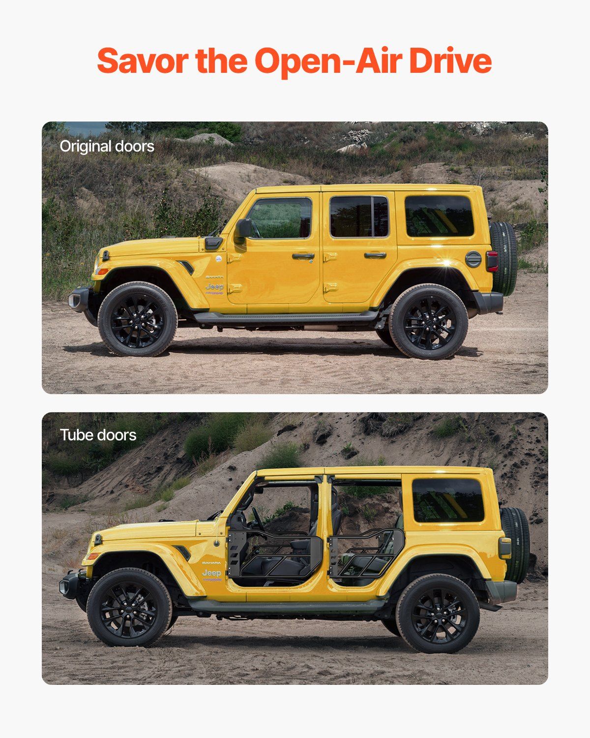 Jeep Tube Doors, 4-Door, Adventure Style Jeep Tubular Door with Heavy-Duty Hinges & OE Latch, Jeep Doors with Rubber Pads & Toughened Steel Tube, Fit for 2007-2018 Jeep Wrangler JK