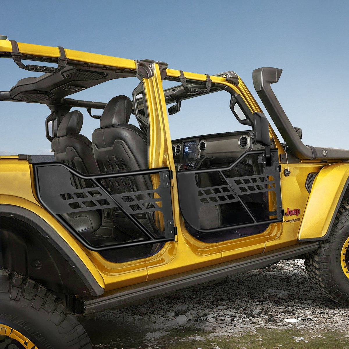Jeep Tube Doors, 4-Door, Hunting Style Jeep Tubular Door with DOT Certified Rear View Mirrors, Jeep Doors with Rear Mirrors for 2018-2024 Jeep Wrangler JL & 2020-2024 Jeep Gladiator JT