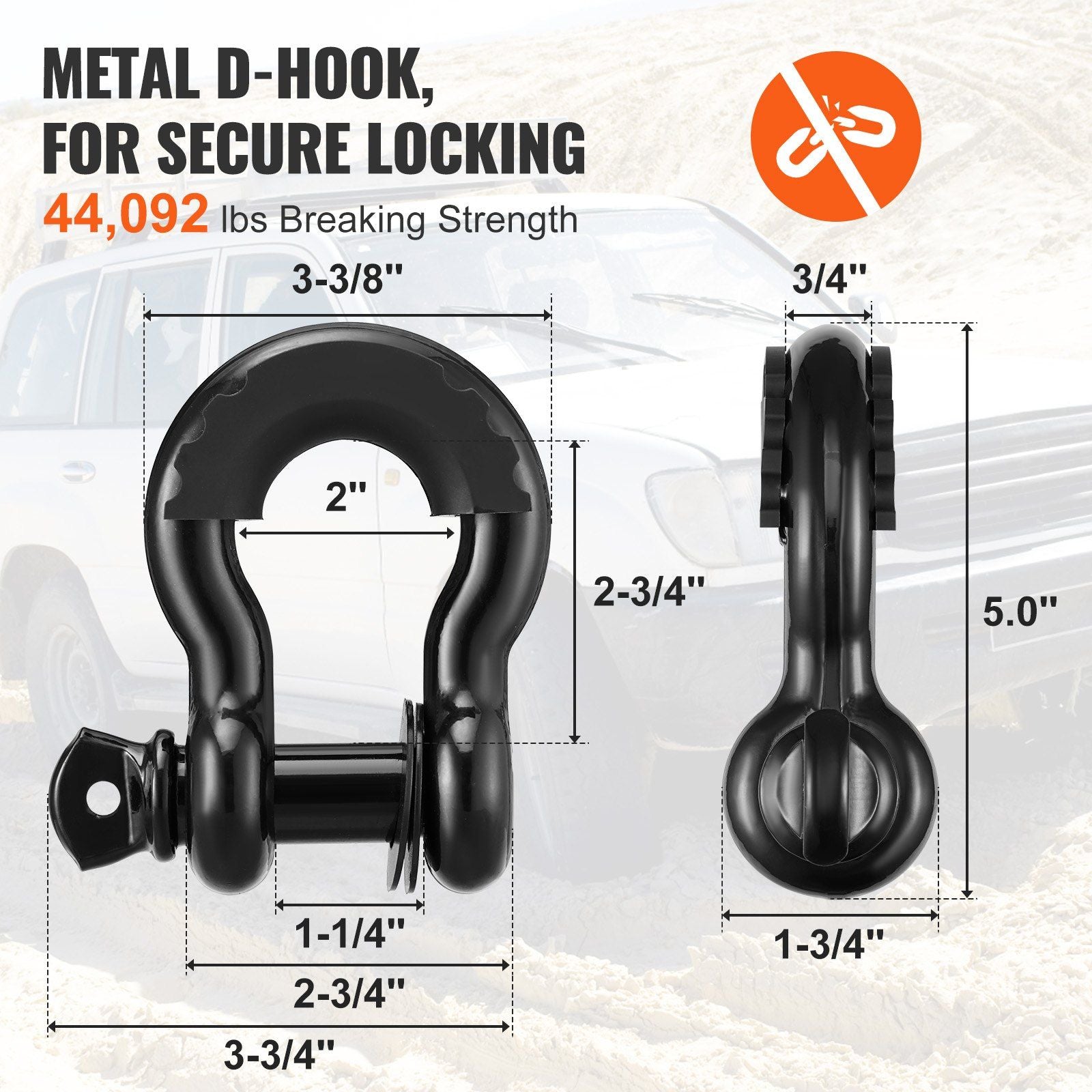 Off-Road Recovery Kit, 7.6 x 914.4 cm, Heavy Duty Winch Recovery Kit with 13608 kg Tow Straps, 20T D-Ring Shackles, Shackle Receiver, Snatch Block Pulley, Gloves, Storage Bag for ATV Jeep Truck